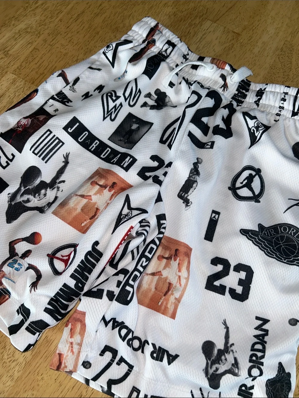 Jordan White Graphic Logo & 23 Print Athletic Shorts